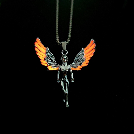 Luminous Glow in the Dark Alloy Pendant Box Chain Necklaces PW-WG60E70-03-1