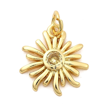 Sun Brass Micro Pave Cubic Zirconia Pendants KK-C134-11G-05-1