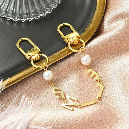 Brass & Shell Pearl Word SMILE Link Bag Extender Chains FIND-JF00149-04-1