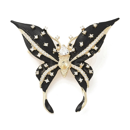 Butterfly Brass Cubic Zirconia Brooches JEWB-Q013-02G-1