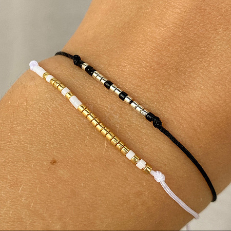 2Pcs Minimalist Glass Seed Bead Braided Bead Bracelets VR4504-1-1