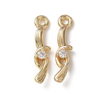 Brass Micro Pave Cubic Zirconia Charms KK-C253-06G-1
