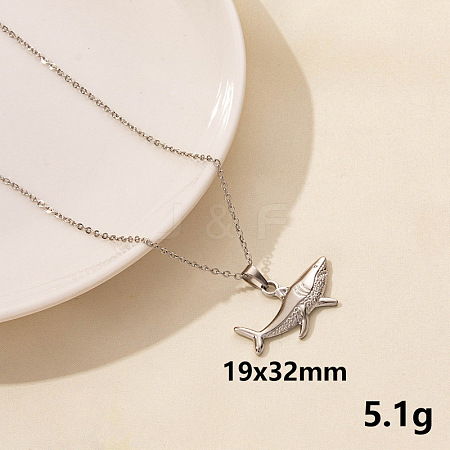 Animal Stainless Steel Shark Pendant Necklace for Women QG3482-1-1