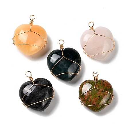 Natural Mixed Stone Pendants PALLOY-JF01001-1