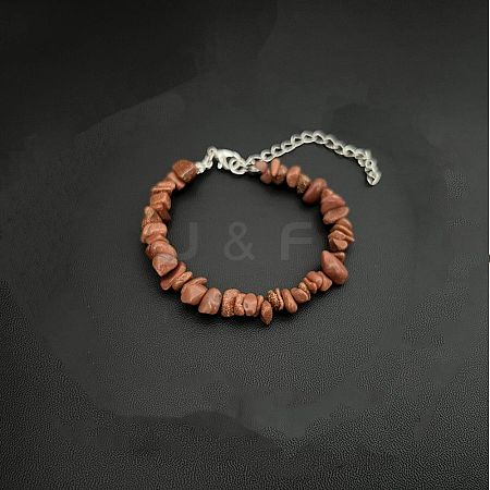 Synthetic Goldstone Chip Beaded Bracelets for Women IW6789-16-1