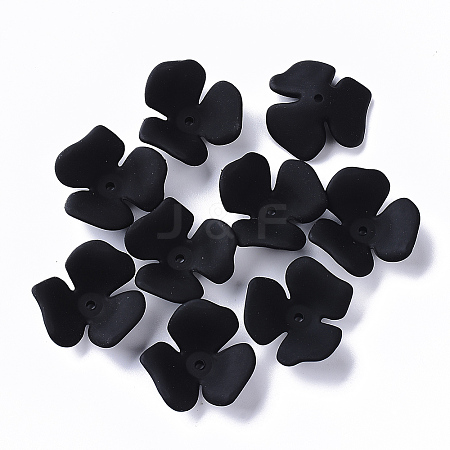 3-Petal Spray Painted Acrylic Bead Caps MACR-TAG0001-03-1