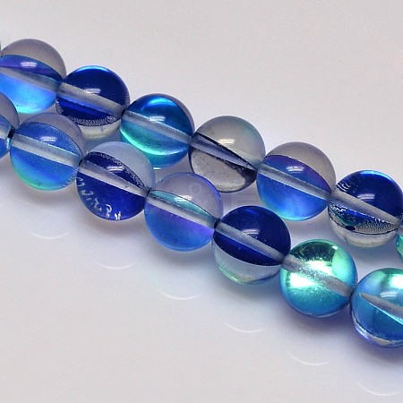 Synthetical Moonstone Beads Strands G-G585-8mm-12-1