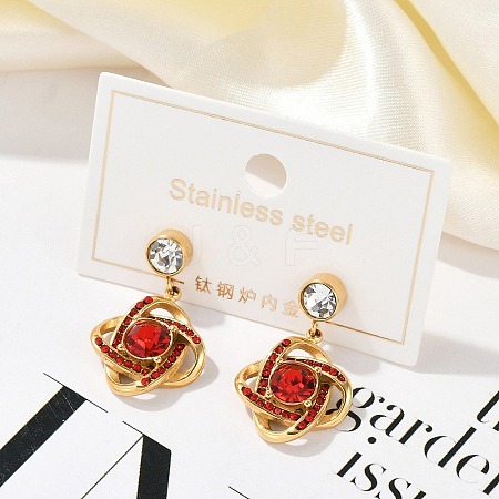 Ion Plating(IP) 304 Stainless Steel Flower Stud Earrings EJEW-A119-05G-1