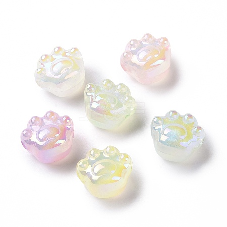 UV Plating Rainbow Iridescent Luminous Acrylic Beads OACR-E010-07-1