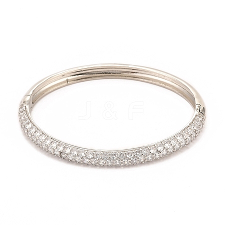 Brass Micro Pave Cubic Zirconia Bangles BJEW-F416-01P-1