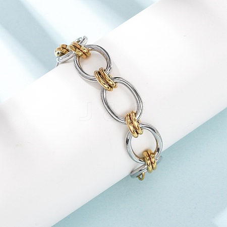 Two Tone 304 Stainless Steel Link Chain Bracelets for Women SA-CBA7B26-05GP-02-1