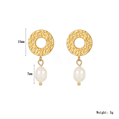 Golden Circle Pendant with Freshwater Pearl Earrings for Women SL1409-2-1