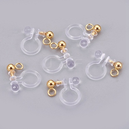 Stainless Steel Clip On Earring Findings X-STAS-P207-02G-1