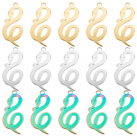 DICOSMETIC 24Pcs 3 Colors 304 Stainless Steel Pendants STAS-DC0010-53-1