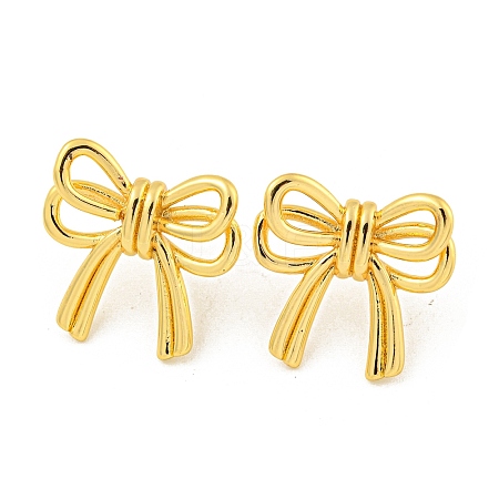 Rack Plating Brass Bowknot Stud Earrings EJEW-M247-16G-1