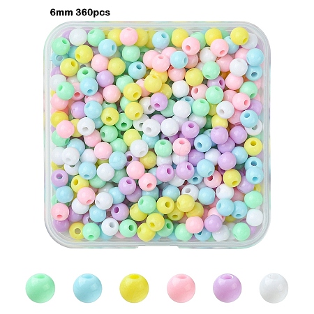 36Pcs 6 Colors Opaque Acrylic Beads MACR-YW0003-24A-1
