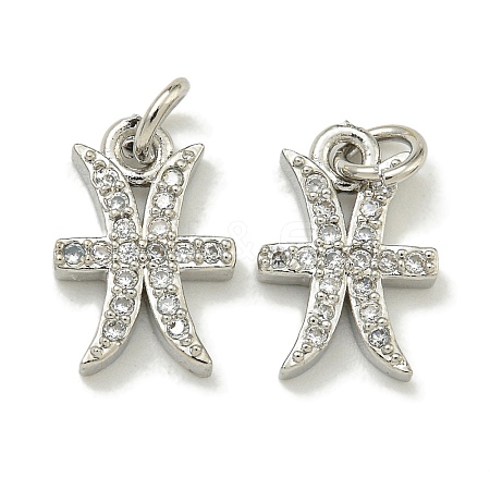 Rack Plating Brass Micro Pave Cubic Zirconia Pendants KK-K386-02K-P-1