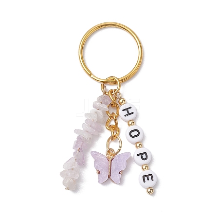 Alloy Acrylic Enamel with Natural Amethyst Keychain KEYC-JKC00805-03-1