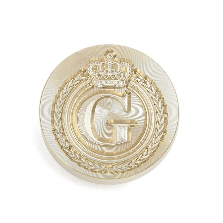 Golden Tone Crown Initial Wax Seal Brass Stamp Heads AJEW-A065-01G-1
