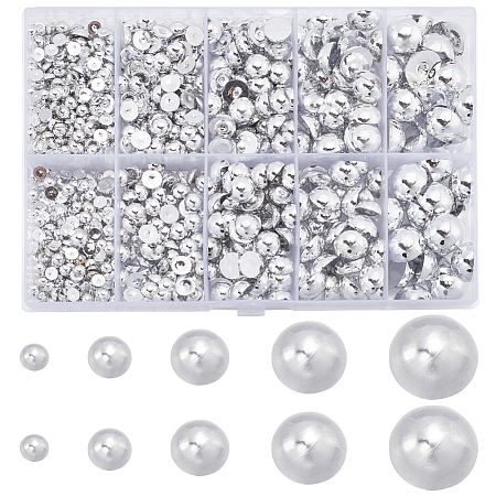 70G  5 Styles ABS Plastic Imitation Pearl Cabochons OACR-SC0001-45A-1