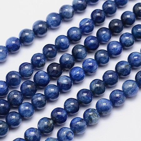 Round Natural Kyanite/Cyanite/Disthene Bead Strands G-I165-01-7mm-01-1