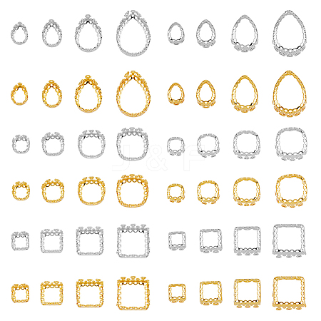 SUPERFINDINGS 48Pcs 24 Style Brass Sew on Prong Settings KK-FH0006-93-1