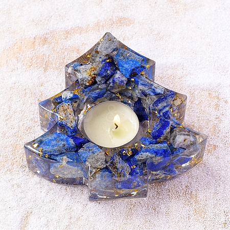 Natural Lapis Lazuli & Resin Candle Holder Molds DJEW-H012-03D-1