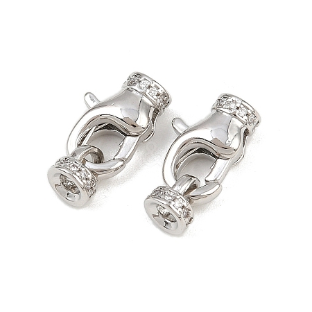 Brass Micro Pave Clear Cubic Zirconia Cord Ends KK-C136-01P-1