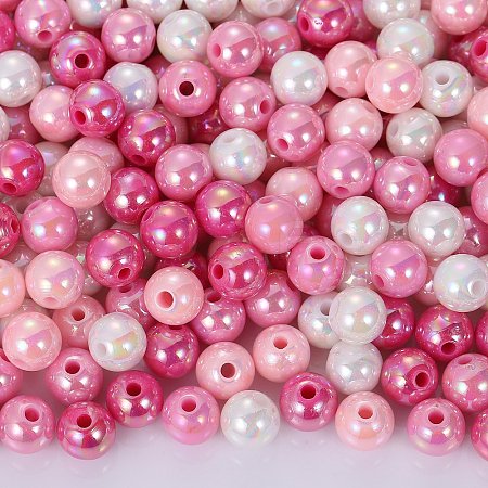 400Pcs 4 Colors Opaque Acrylic Beads MACR-SZ0001-79E-1