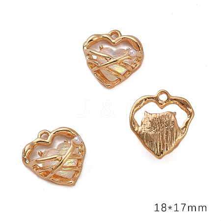 Golden Alloy Resin Rhinestine Pendants PW-WGCBCC2-17-1