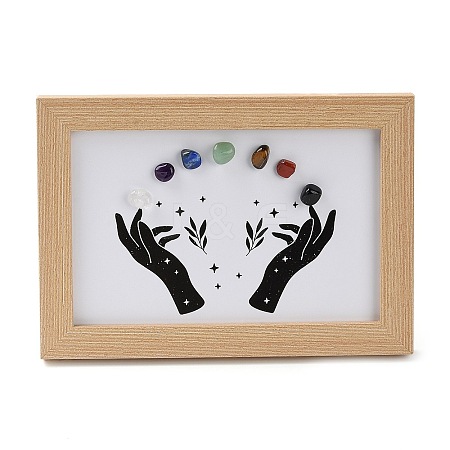 Hand Pattern Gemstone Chakra Picture Frame Stand DJEW-F021-07-1