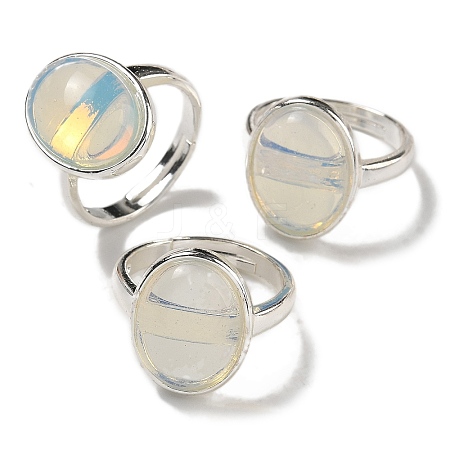 Opalite Oval Adjustable Rings RJEW-K371-07S-14-1