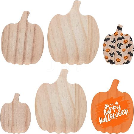 12Pcs 3 Style Halloween Theme Unfinished Wood Decorative Supplies DIY-OC0004-14-1