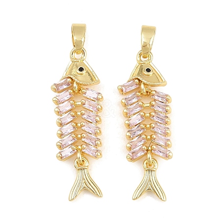 Brass Pink Cubic Zirconia Pendants KK-E800-05A-G-1