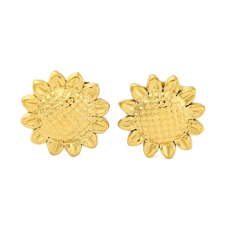 Ion Plating(IP)  304 Stainless Steel Sunflower Stud Earrings EJEW-D281-20G-1