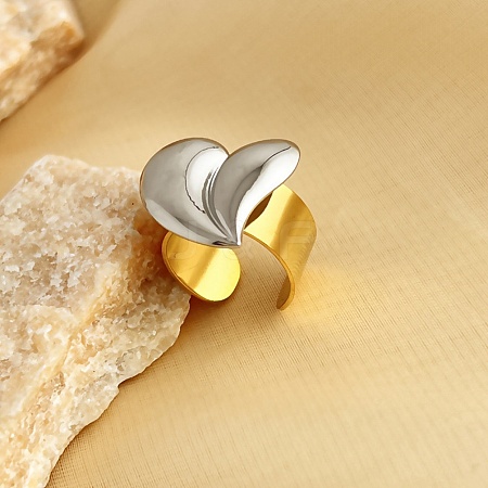 304 Stainless Steel Open Cuff Rings RJEW-K258-08GP-03-1