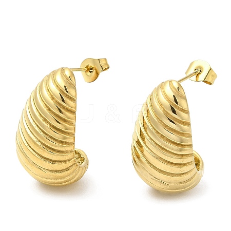 Ion Plating(IP) 304 Stainless Steel Croissant Stud Earrings EJEW-B026-17G-1