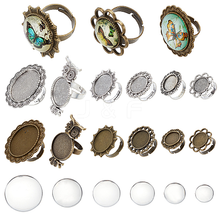 DIY Blank Dome Finger Ring Making Kit DIY-SC0022-14-1