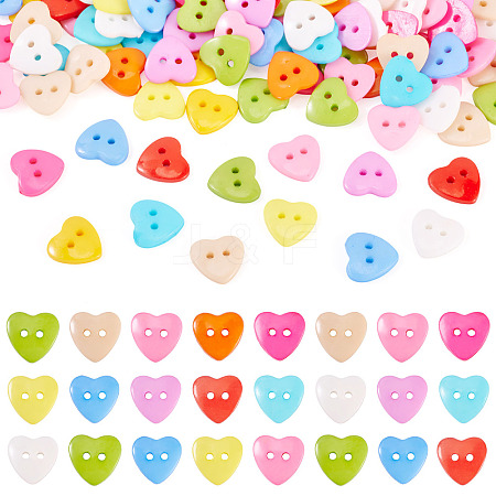 150Pcs Acrylic Heart Buttons BUTT-TA0001-38-1