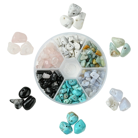 60G 6 Styles Natural & Synthetic  Gemstone Beads Chips G-FS0005-80-1