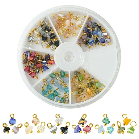 90Pcs 6 Colors Electroplate Glass Charms GLAA-FS0001-68-1