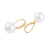 Rack Plating Brass Cubic Zirconia ABS Pearl Earring Hooks EJEW-S219-16G-04-2
