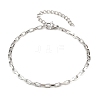 201 Stainless Steel Rectangle Link Chains Chain Bracelets for Women BJEW-G767-01C-P-4