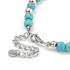 Star of David 304 Stainless Steel & Synthetic Turquoise Round Beaded Bracelets for Women BJEW-G717-06P-3