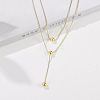 304 Stainless Steel Round Ball Double Layer Y Necklaces for Women FS-WG4AF00-02-1