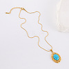 Vintage Oval Synthetic Turquoise Pendant Necklaces XH2096-3