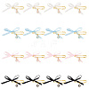 4Pcs 4 Color Satin Ribbon Bowknot & Alloy Enamel Cross Charms Safety Pin Brooches JEWB-AB00014-1