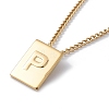 Stainless Steel Initial Letter Rectangle Pendant Necklace for Men Women NJEW-E090-01G-16-1