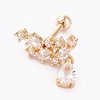 Brass Micro Pave Clear Cubic Zirconia Barbell Cartilage Earrings AJEW-P017-16G-2