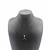 Dyed & Heated Black Agate Fan-Shaped Pendant Necklaces VA7169-1-1